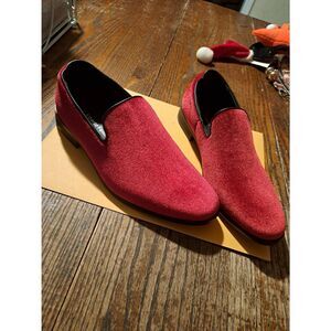 Alberto Fellini Mens Red Velvet Dress Loafers Size 7.5 Formal Shoes Christmas